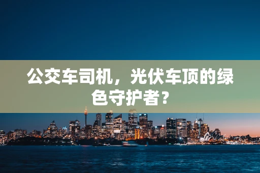 公交车司机，光伏车顶的绿色守护者？
