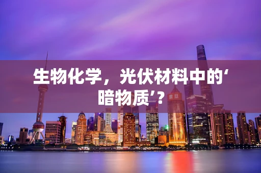 生物化学，光伏材料中的‘暗物质’？