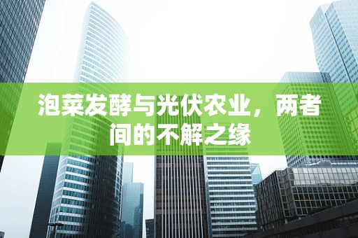 泡菜发酵与光伏农业，两者间的不解之缘