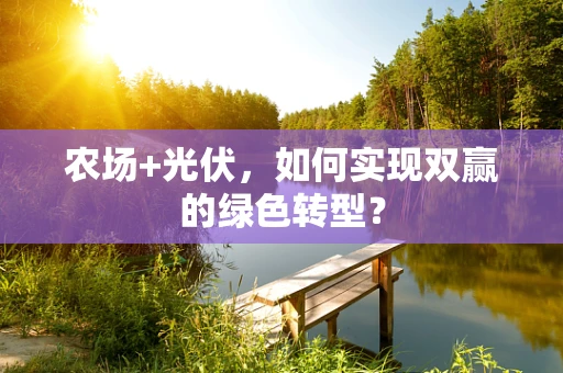 农场+光伏，如何实现双赢的绿色转型？